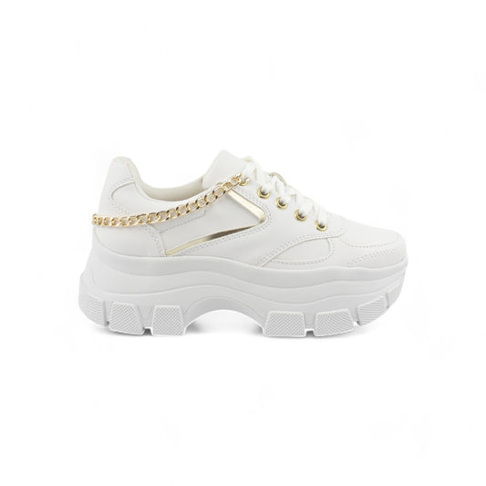 Chunky Triple M Blanco/oro  | Tenis de plataforma mujer