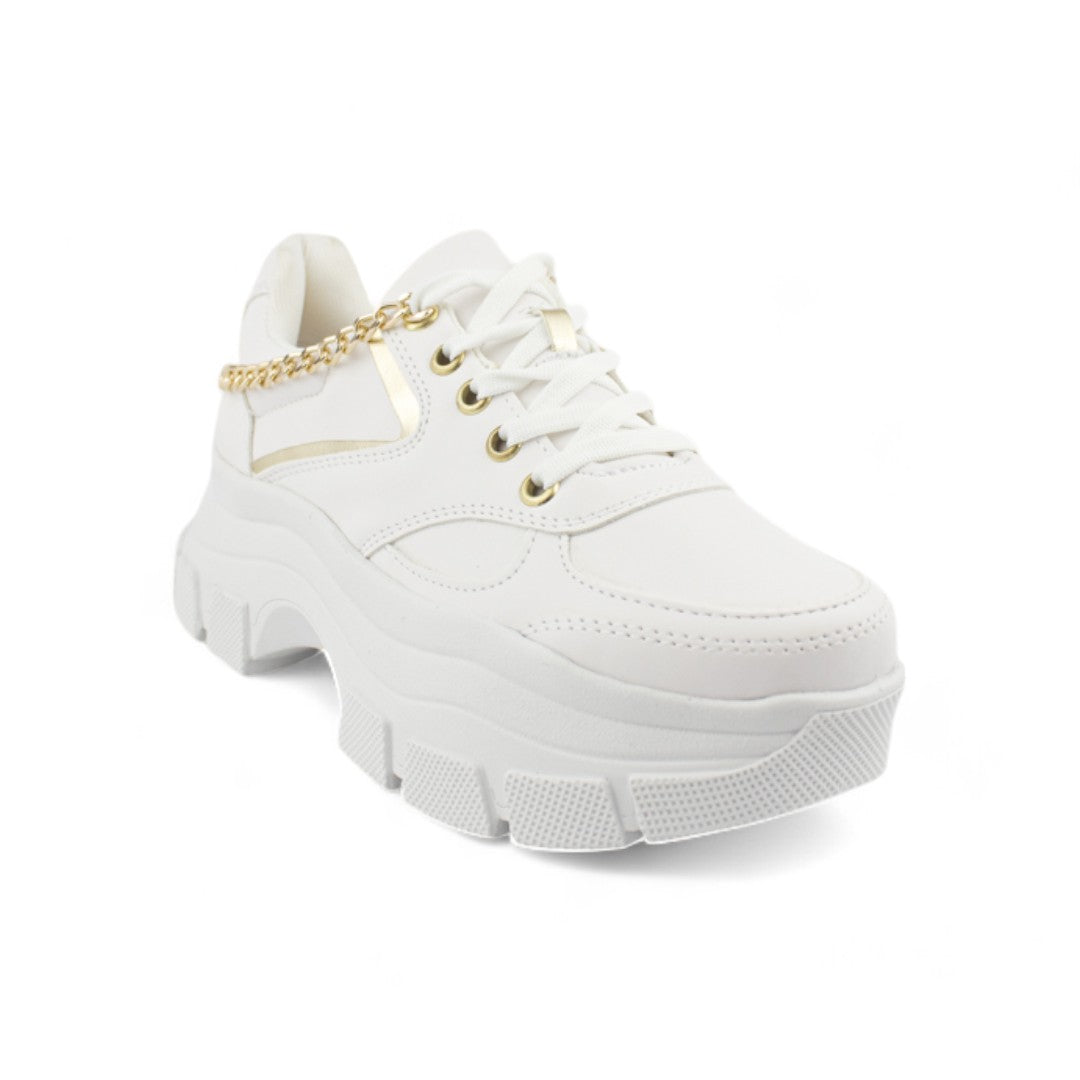 Chunky Triple M Blanco/oro  | Tenis de plataforma mujer