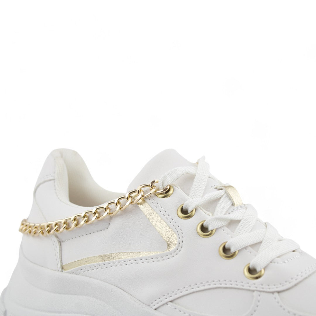 Chunky Triple M Blanco/oro  | Tenis de plataforma mujer