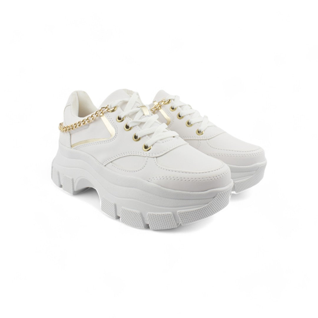 Chunky Triple M Blanco/oro  | Tenis de plataforma mujer