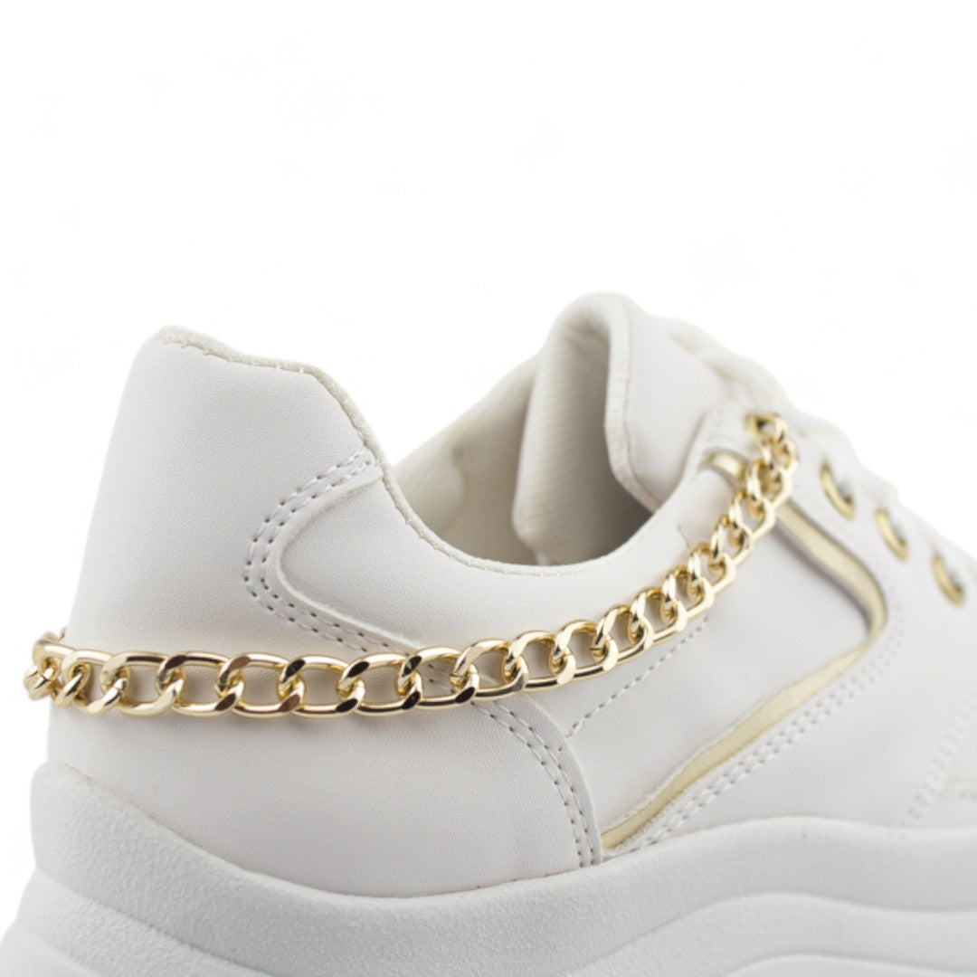 Chunky Triple M Blanco/oro  | Tenis de plataforma mujer