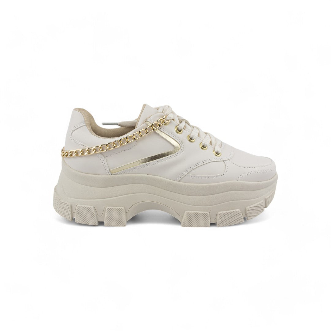 Chunky Triple M Late/Oro  | Tenis de plataforma mujer