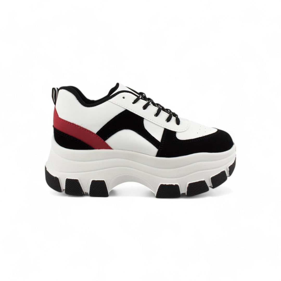 Chunky Triple M Negro/Rojo | Tenis de plataforma mujer