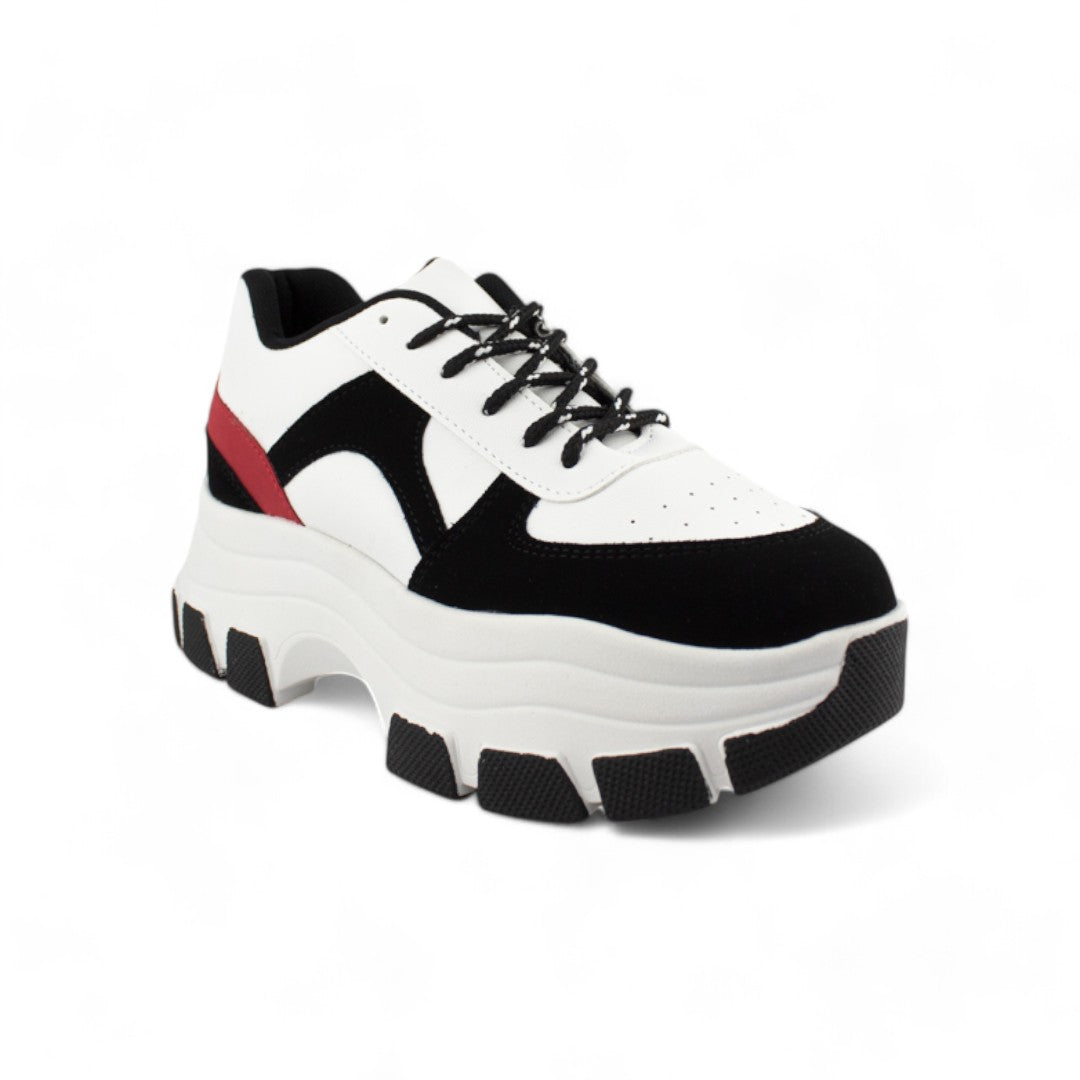 Chunky Triple M Negro/Rojo | Tenis de plataforma mujer