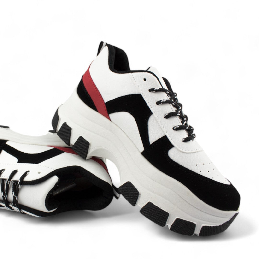 Chunky Triple M Negro/Rojo | Tenis de plataforma mujer