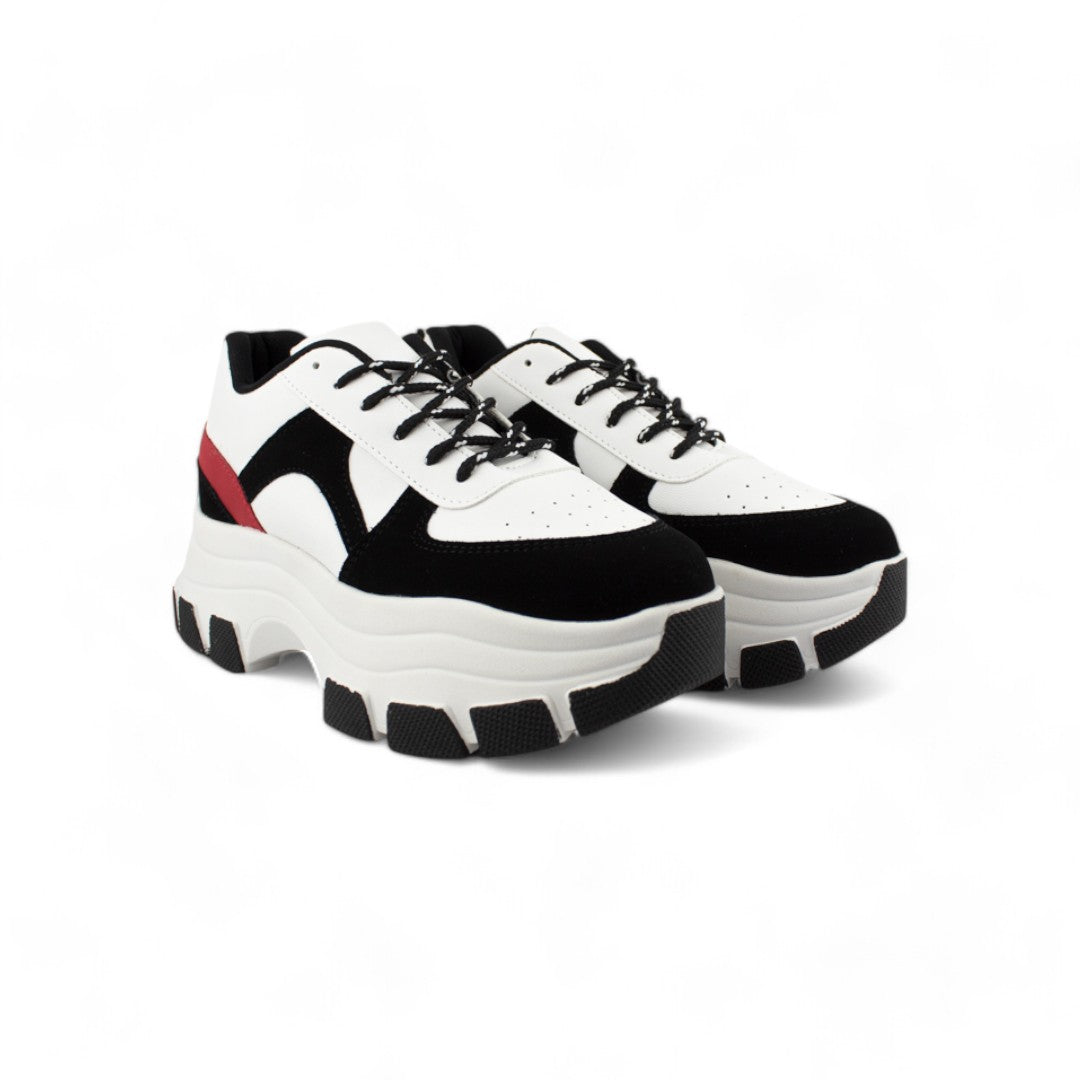 Chunky Triple M Negro/Rojo | Tenis de plataforma mujer