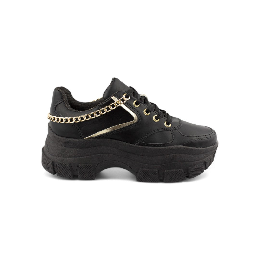 Chunky Triple M Negro/oro  | Tenis de plataforma mujer