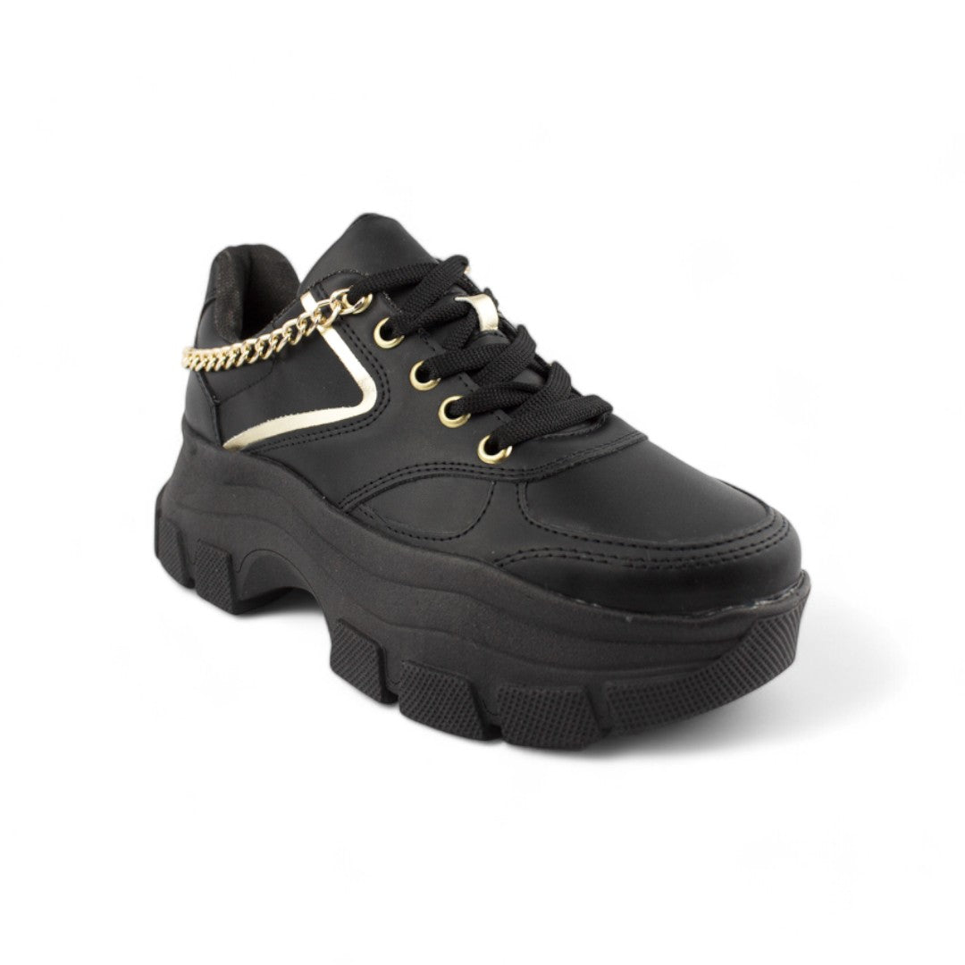 Chunky Triple M Negro/oro  | Tenis de plataforma mujer