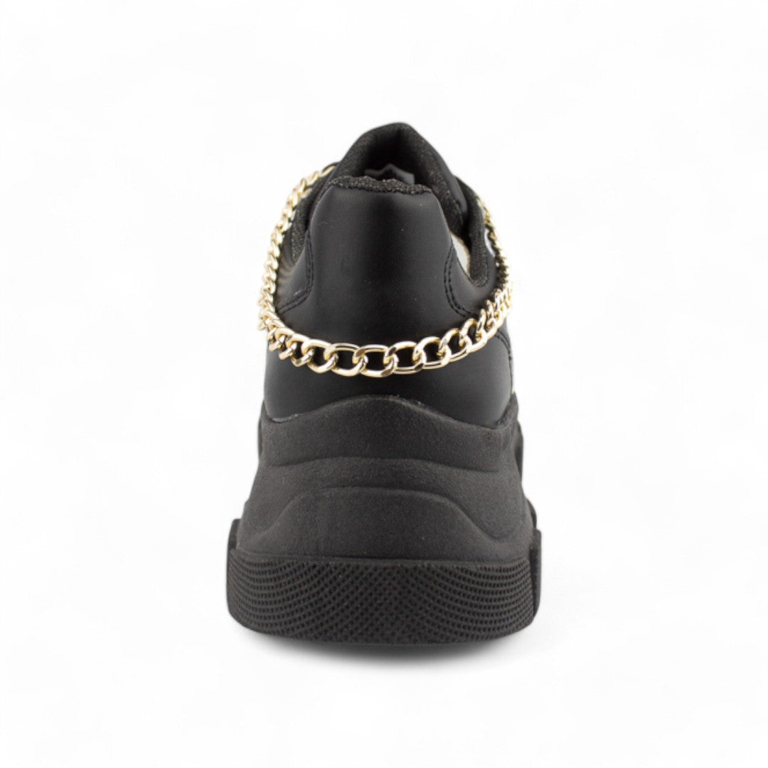 Chunky Triple M Negro/oro  | Tenis de plataforma mujer