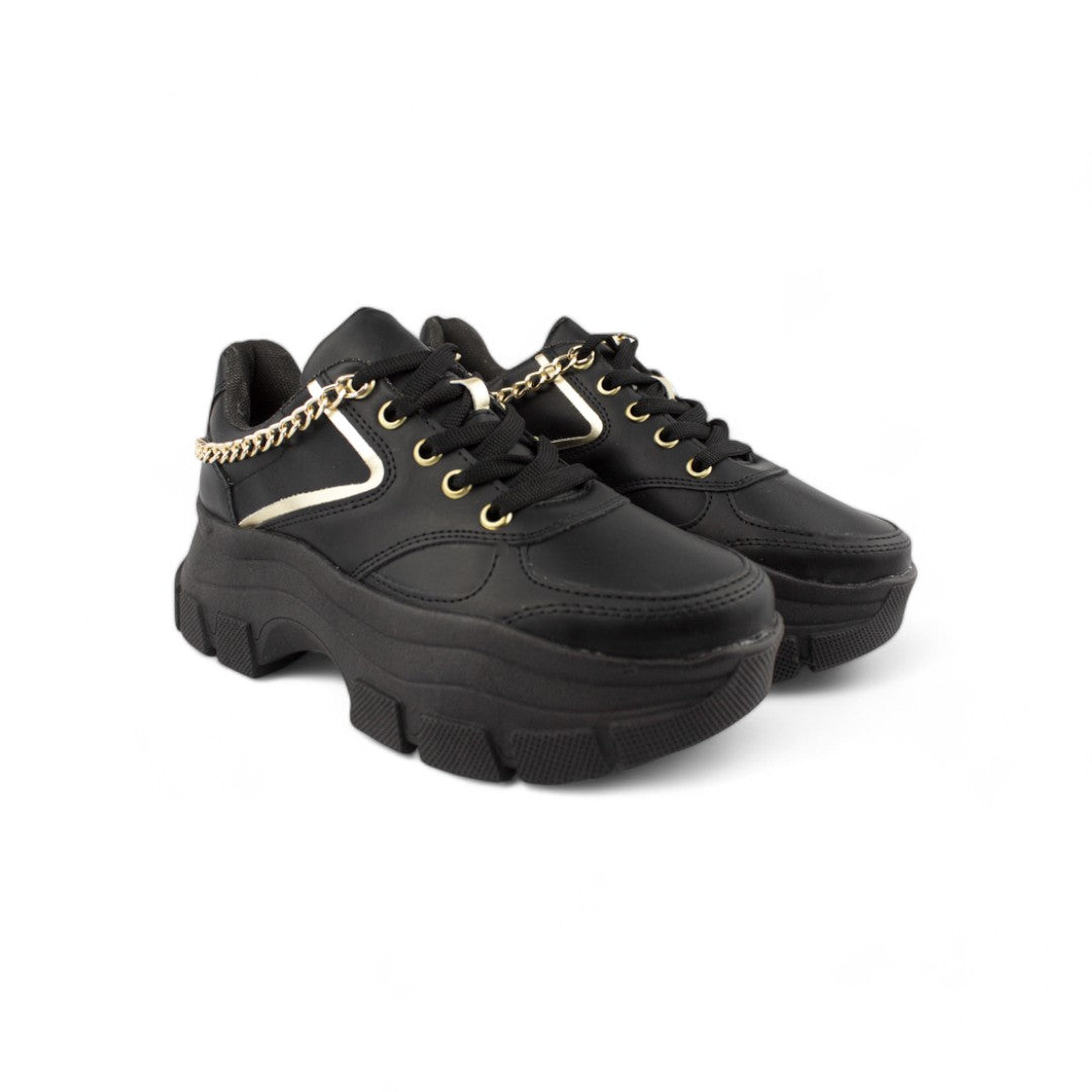 Chunky Triple M Negro/oro  | Tenis de plataforma mujer