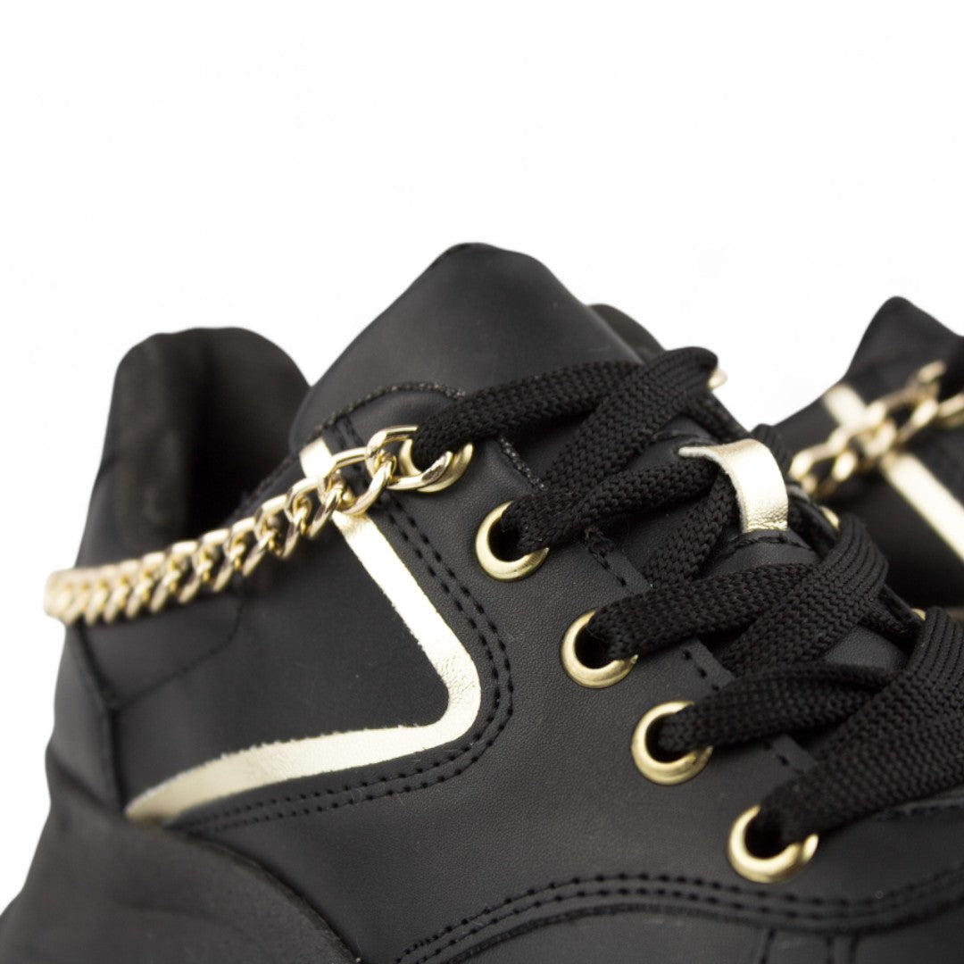 Chunky Triple M Negro/oro  | Tenis de plataforma mujer