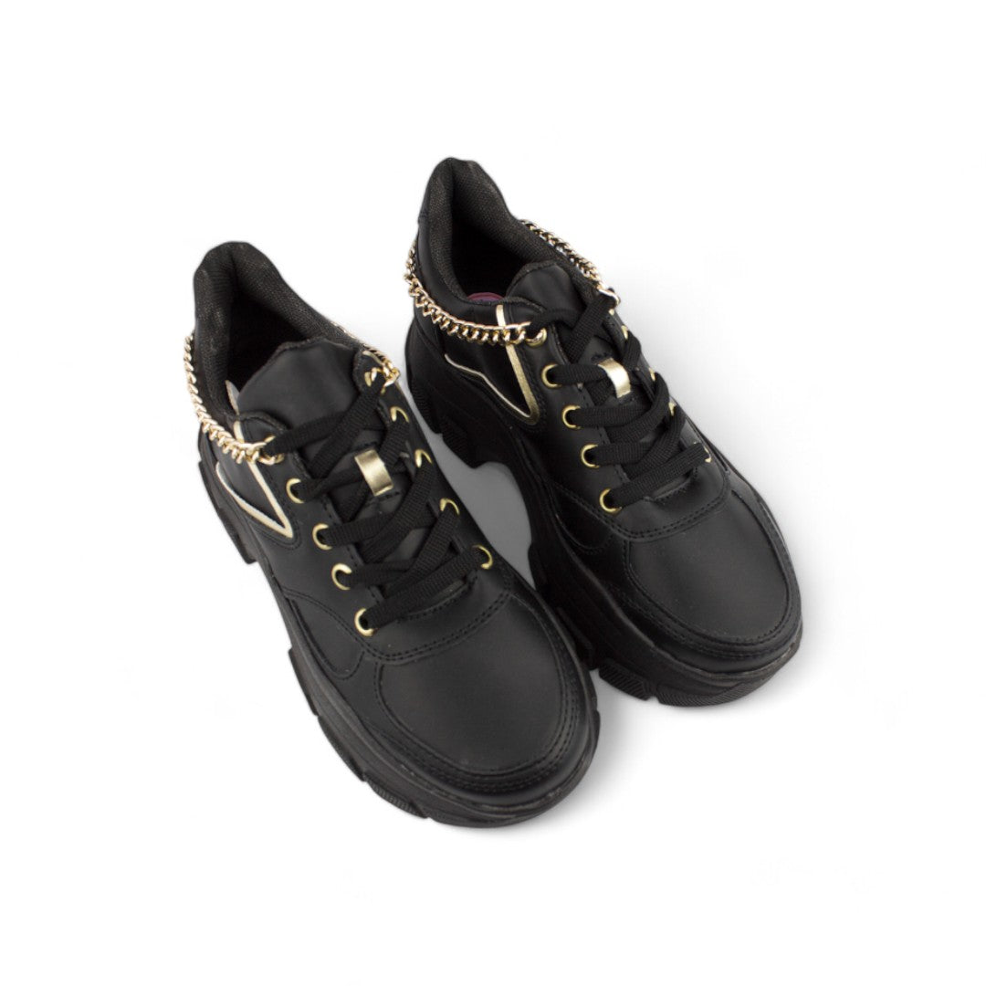 Chunky Triple M Negro/oro  | Tenis de plataforma mujer