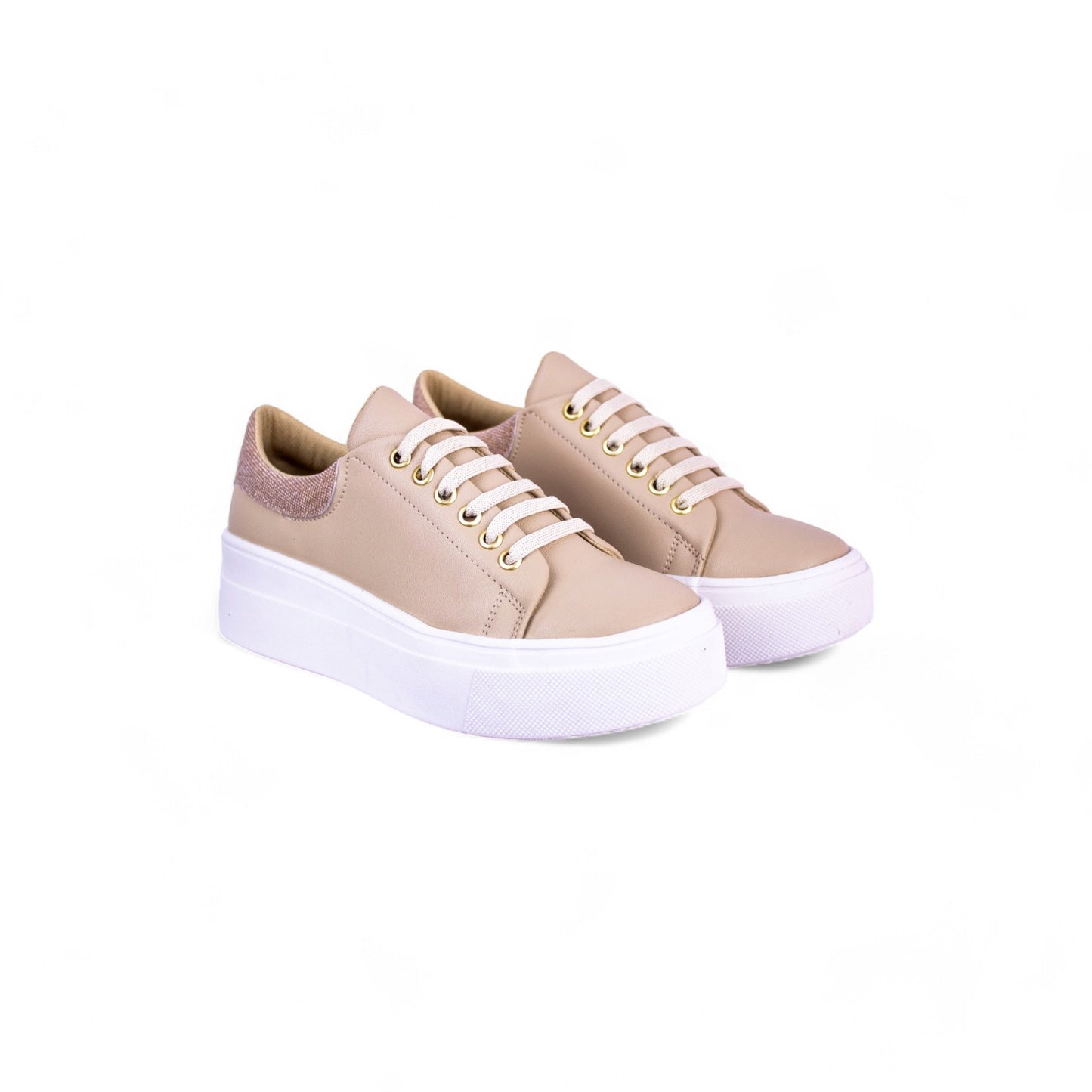 Paris Beige / Rosa  | Tenis Casual con Brillos