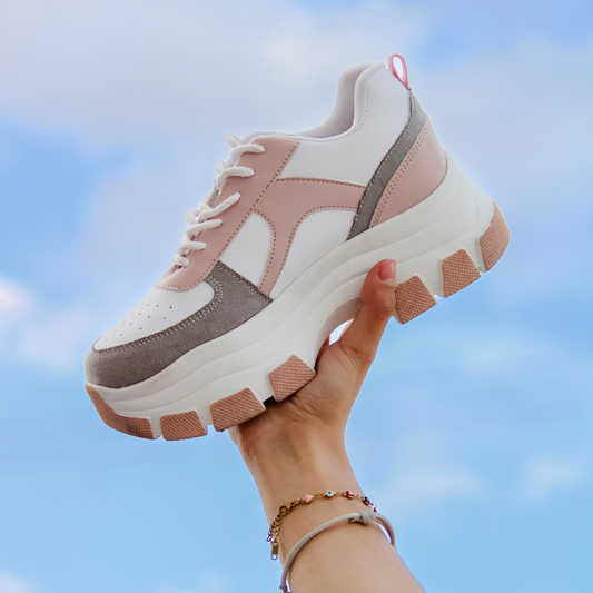 Chunky Triple M Taupe/Rosa | Tenis de plataforma mujer