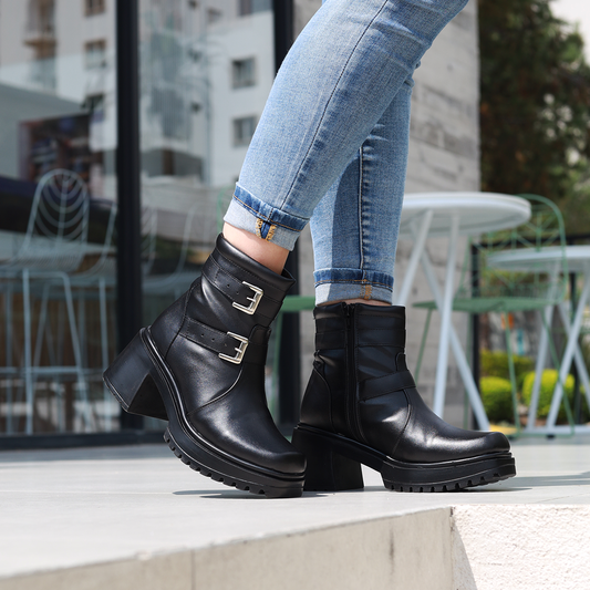 Brogue Boots Negro |  Botin casual mujer