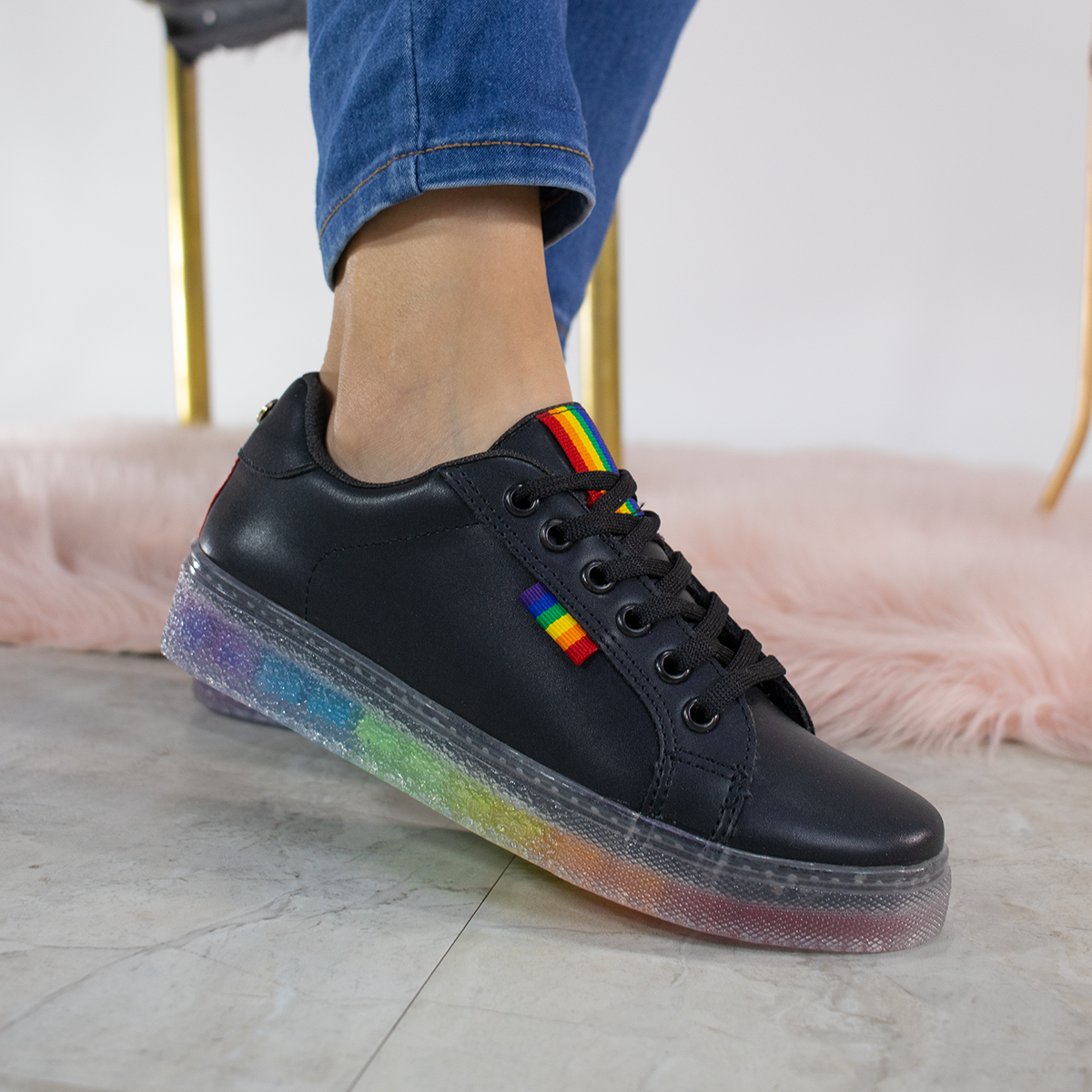 Cristal Rainbow Negro | Tenis casual negro