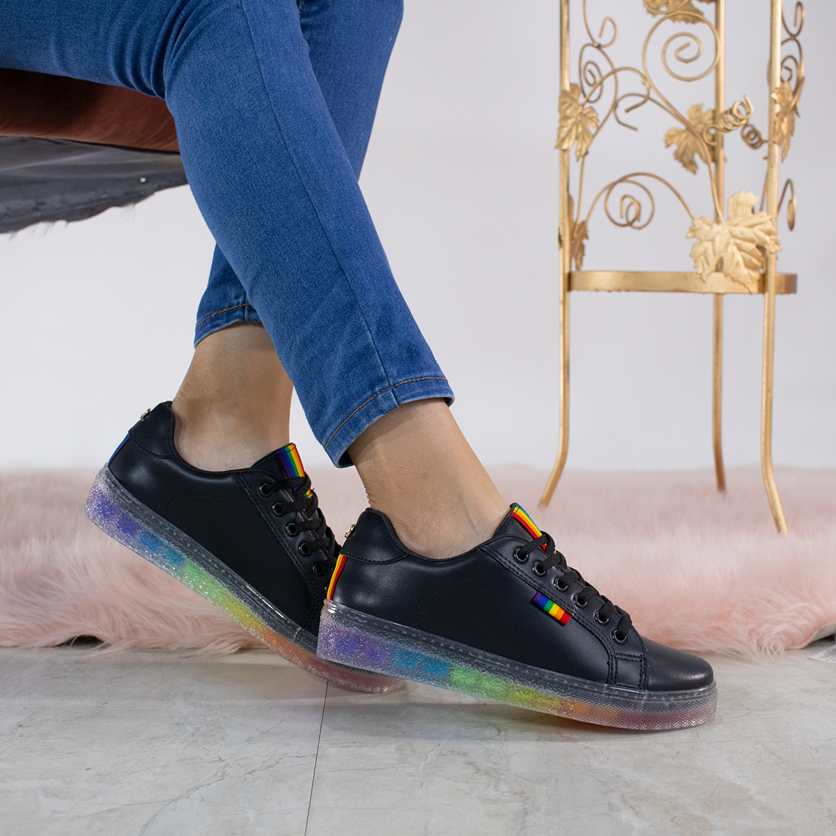 Cristal Rainbow Negro | Tenis casual negro